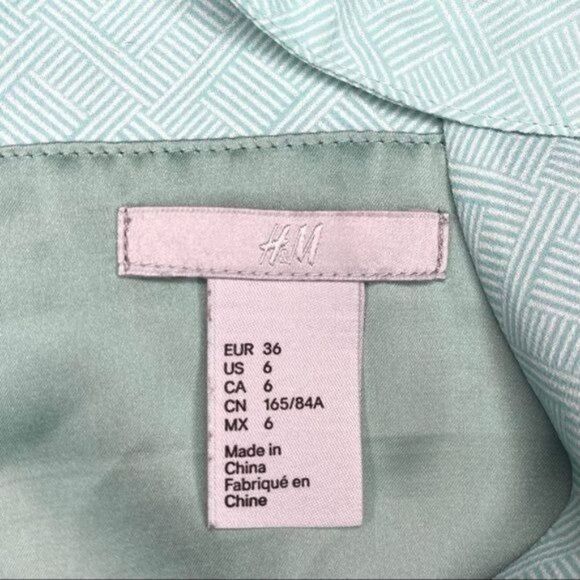 H&M Chiffon Halter Tank Top Tropical Palm Leaf Print Aqua Orange 6 Small - Picture 9 of 10